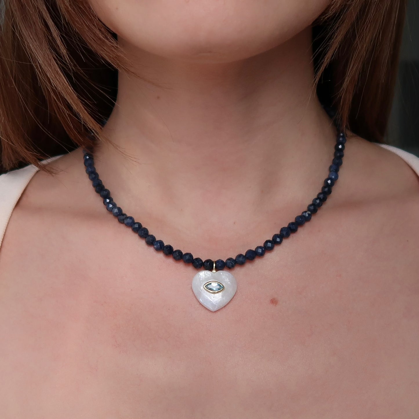 SAPPHIRE HEART PENDANT NECKLACE