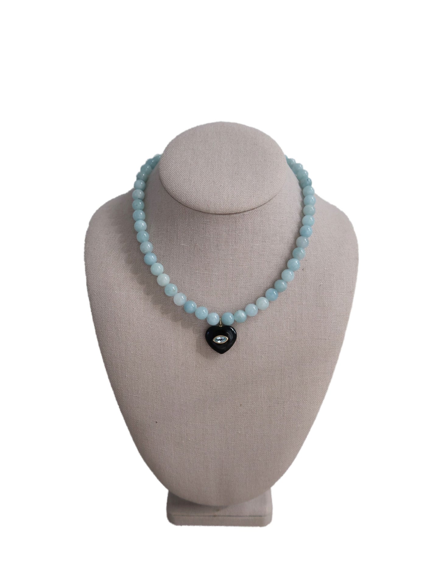 AQUAMARINE HEART PENDANT NECKLACE