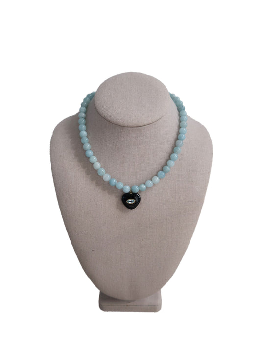 AQUAMARINE HEART PENDANT NECKLACE
