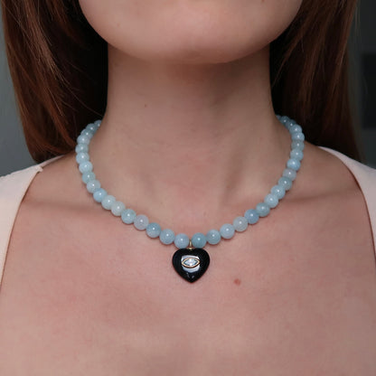 AQUAMARINE HEART PENDANT NECKLACE
